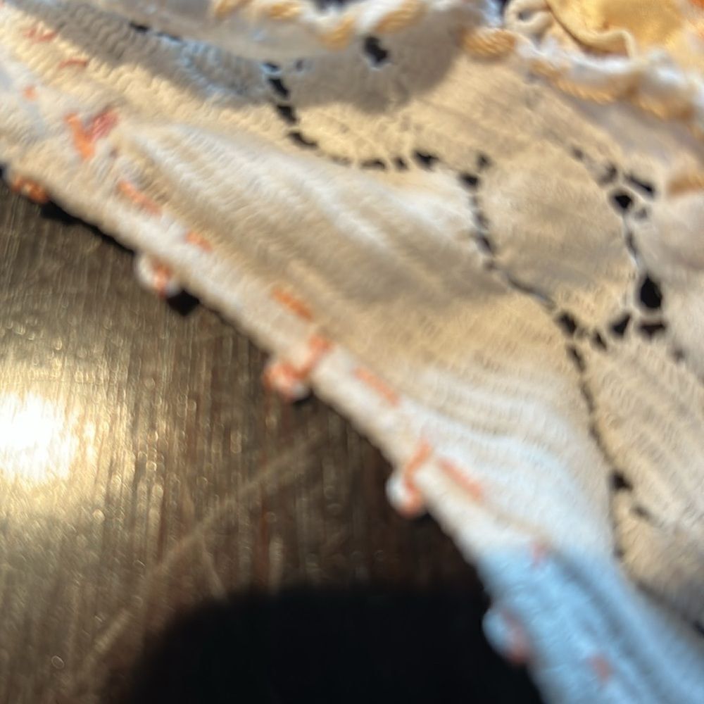 Handcrafted, cotton poly embroidered kerchief neck piece hat head scarf floral - Picture 10 of 12